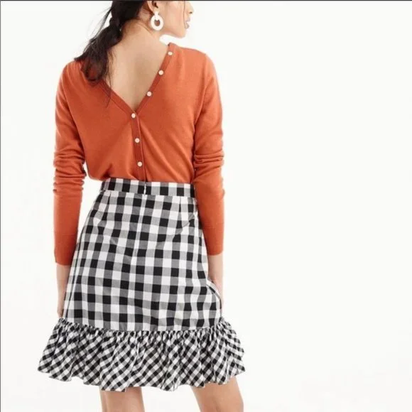 J. Crew Black & White Gingham ruffle Skirt - Picture 2 of 5